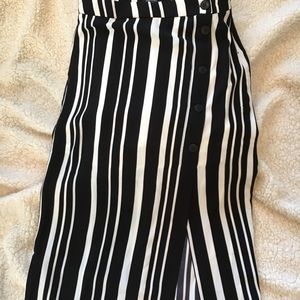 Bershka striped side slit midi skirt